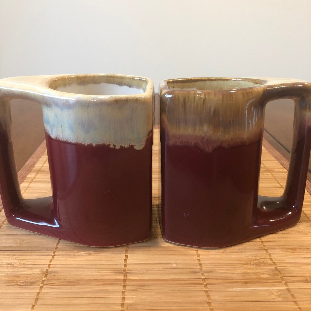 Vintage Mexican Drip Stoneware Mugs by R. Padilla